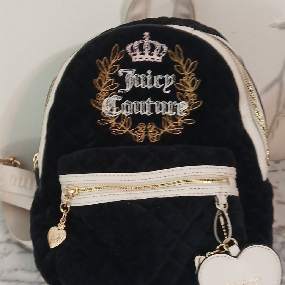 Juicy Couture Black and White Quilted Backpack